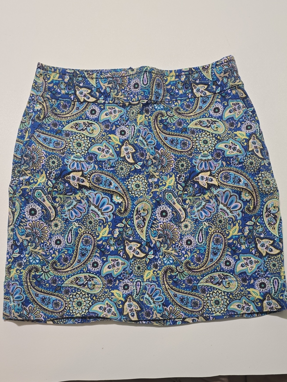 Talbots Paisley Blue Mini Skirt Size M